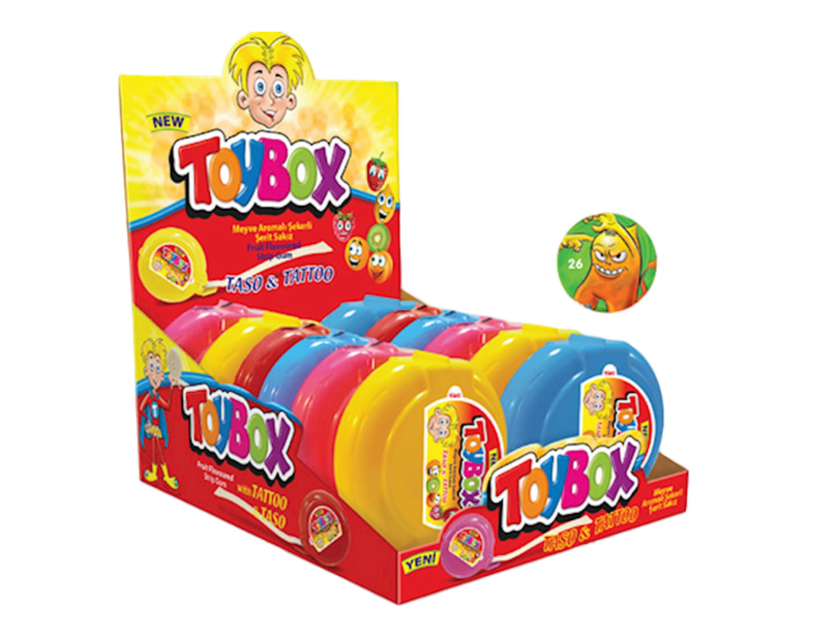 Strip Gum, Fruit Flavored | TOY BOX | 12 items per pack | Prestige