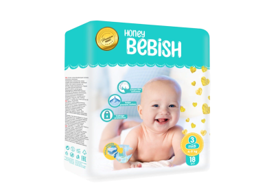 Honey Bebish Diaper Size 3-18 Count