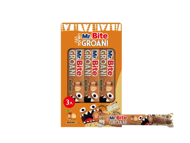 Mr. Bite, Groan Hazelnut Cream Filling Coated with Milk Chocolate