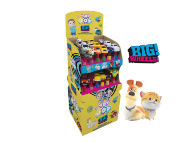 Sugar Coated Compound Choco Dragee With Toy Big Wheels Stand Cars